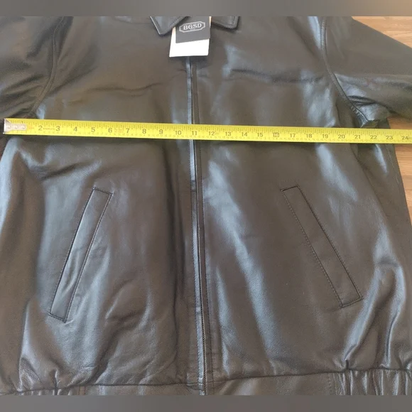 Men's BGSD Size Large Genuine Leather Bomber Jacket - Picture 7 of 7